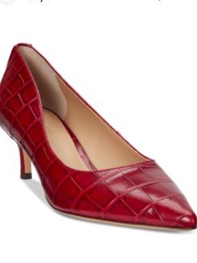 Talbots Leather Red Quilted Pointed-Toe Kitten Heel Pump retails $149